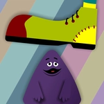 Grimace vs Giant Clown Shoes